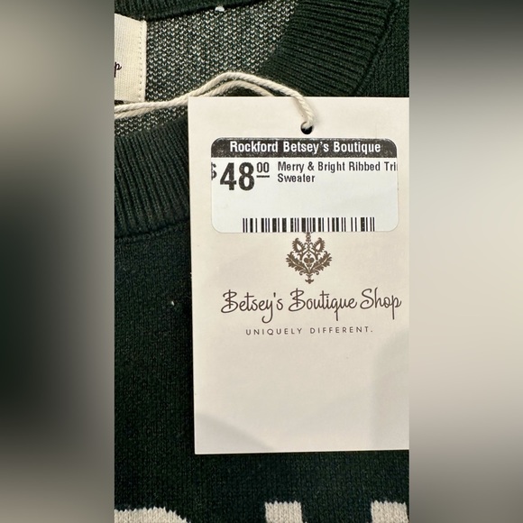 Merry and Bright, forest green sweater. NWT - Picture 2 of 4